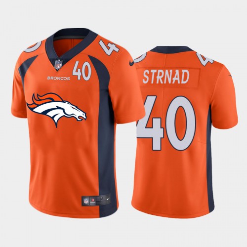 Denver Denver Broncos #40 Justin Strnad Orange Men's Big Team Logo Player Vapor Limited Jersey Men's