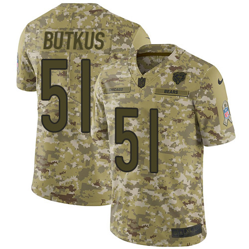 Bears #51 Dick Butkus Camo Men's Stitched Limited 2018 Salute To Service Jersey