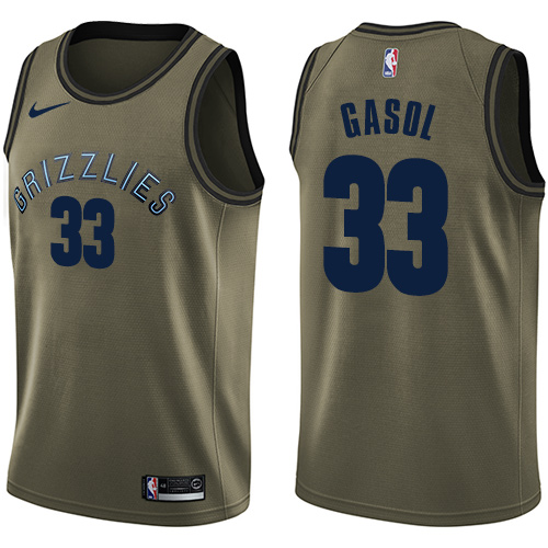 Memphis Grizzlies #33 Marc Gasol Green Salute to Service Youth Swingman Jersey Youth