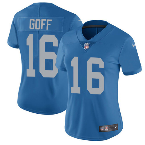 Detroit Lions #16 Jared Goff Blue Throwback Women's Stitched Vapor Untouchable Limited Jersey