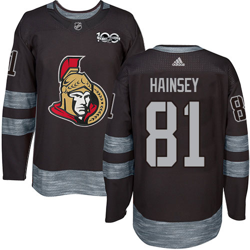 Adidas Ottawa Senators #81 Ron Hainsey Black 1917-2017 100th Anniversary Stitched Jersey Men's