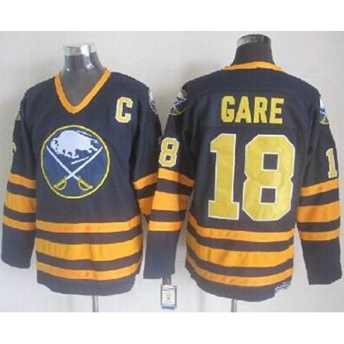 Buffalo Sabres #18 Danny Gare Navy Blue CCM Throwback Stitched Jersey Men's