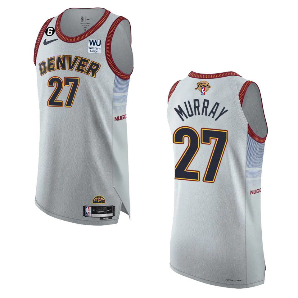 Denver Nuggets #27 Jamal Murray Silver 2023 Finals Patch Authentic Jersey - City Edition