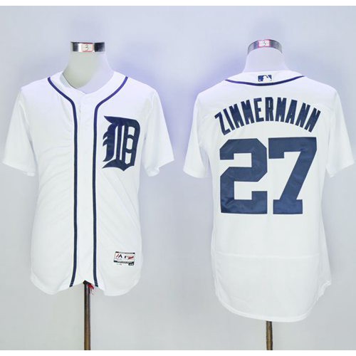 Detroit Tigers #27 Jordan Zimmermann White Flexbase Authentic Collection Stitched Jersey Men's
