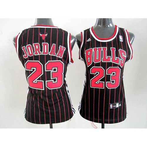 Chicago Bulls #23 Michael Jordan Black Alternate Womens Stitched Jersey Womens