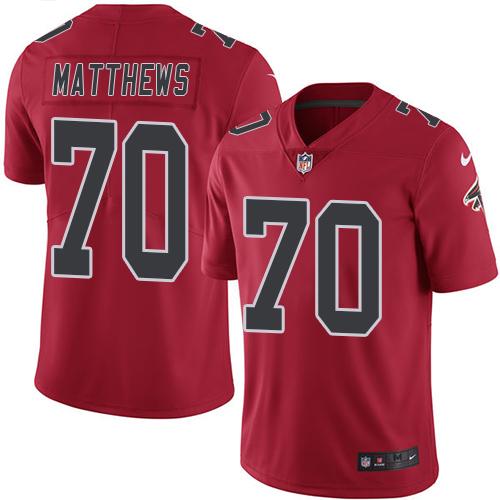 Atlanta Falcons #70 Jake Matthews Red Men's Stitched Limited Rush Jersey Men's