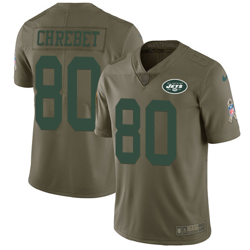 New York Jets #80 Wayne Chrebet Olive Men's Stitched Limited 2017 Salute to Service Jersey Men's