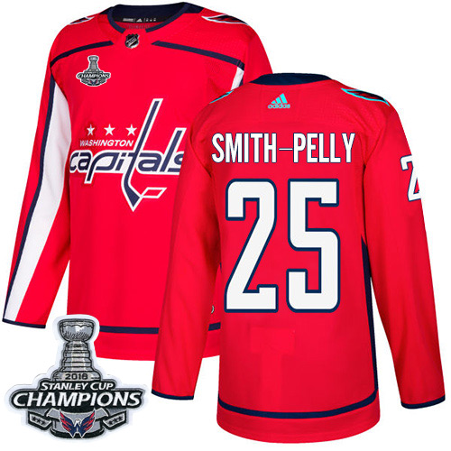 Adidas Washington Capitals #25 Devante Smith-Pelly Red Home Authentic Stanley Cup Final Champions Stitched Jersey Men's