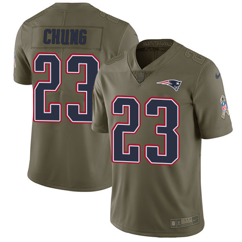 New England Patriots #23 Patrick Chung Olive Youth Stitched Limited 2017 Salute to Service Jersey Youth