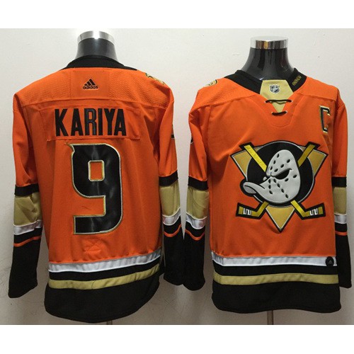 Adidas Anaheim Ducks #9 Paul Kariya Orange Authentic Stitched Jersey Men's
