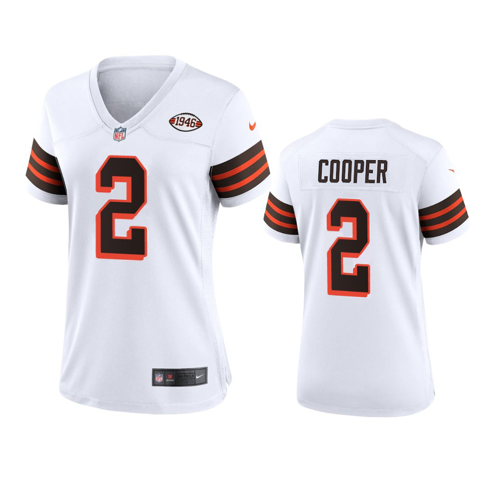 Women Browns #2 Amari Cooper 1946 Collection Alternate Game Limited Jersey - White