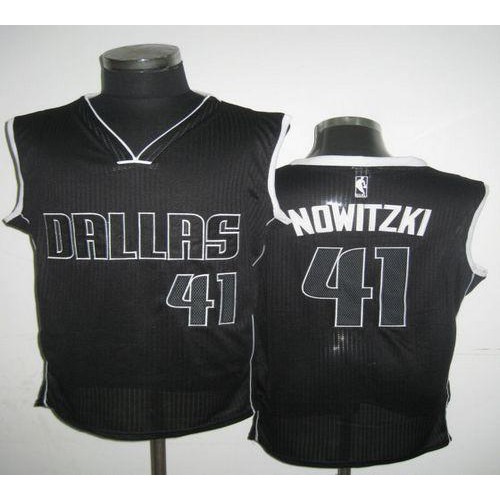 Revolution 30 Dallas Mavericks #41 Dirk Nowitzki Black/White Stitched Jersey Mens