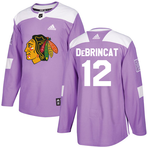 Adidas Chicago Blackhawks #12 Alex DeBrincat Purple Authentic Fights Cancer Stitched Youth Jersey Youth