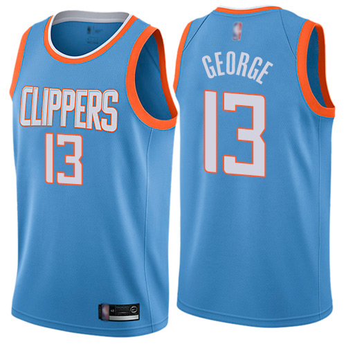Los Angeles Clippers #13 Paul George Blue Swingman City Edition Jersey Mens