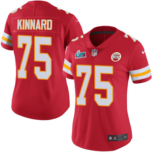 Chiefs #75 Darian Kinnard Red Team Color Super Bowl LVII Patch Women's Stitched Vapor Untouchable Limited Jersey