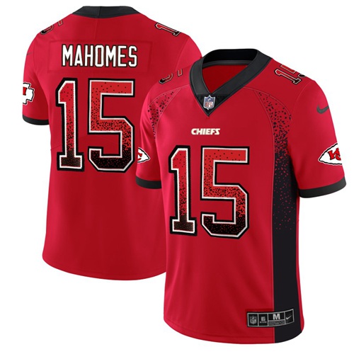 Chiefs #15 Patrick Mahomes Red Team Color Men's Stitched Limited Rush Drift Fashion Jersey