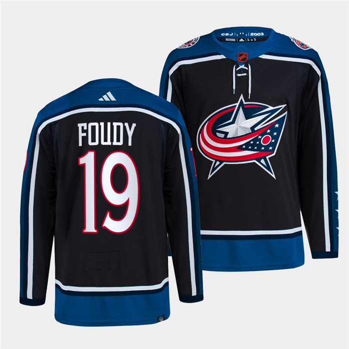 Columbus Blue Jackets #19 Liam Foudy Men's Adidas Reverse Retro 2.0 Authentic Player Jersey - Navy