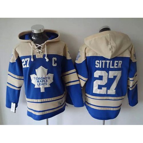 Maple Toronto Maple Leafs #27 Darryl Sittler Blue Sawyer Hooded Sweatshirt Stitched Jersey Men's