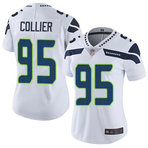 Seattle Seahawks #95 L.J. Collier White Women's Stitched Vapor Untouchable Limited Jersey Womens