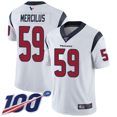 Houston Texans #59 Whitney Mercilus White Men's Stitched 100th Season Vapor Limited Jersey Men's
