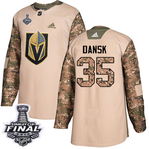 Adidas Golden Vegas Golden Knights #35 Oscar Dansk Camo Authentic 2017 Veterans Day 2018 Stanley Cup Final Stitched Youth Jersey Youth