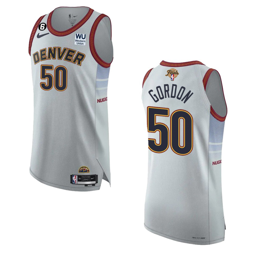 Denver Nuggets #50 Aaron Gordon Silver 2023 Finals Patch Authentic Jersey - City Edition