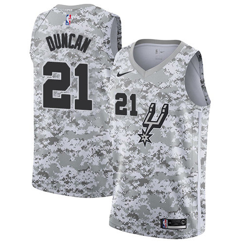 San Antonio Spurs #21 Tim Duncan White Camo Swingman Earned Edition Jersey Mens