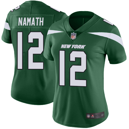 Jets #12 Joe Namath Green Team Color Women's Stitched Vapor Untouchable Limited Jersey