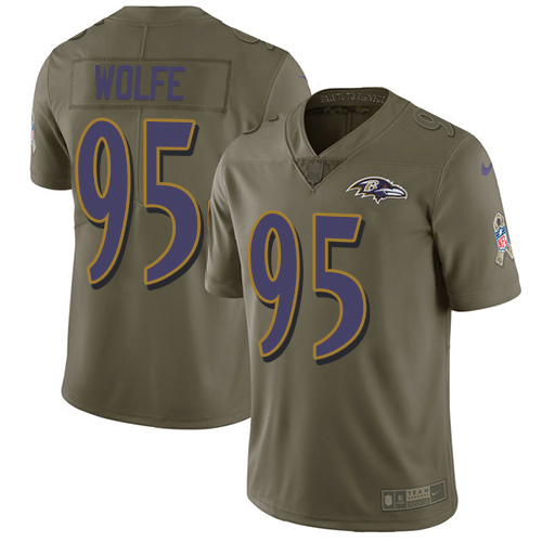 Baltimore Ravens #95 Derek Wolfe Olive Youth Stitched Limited 2017 Salute To Service Jersey Youth
