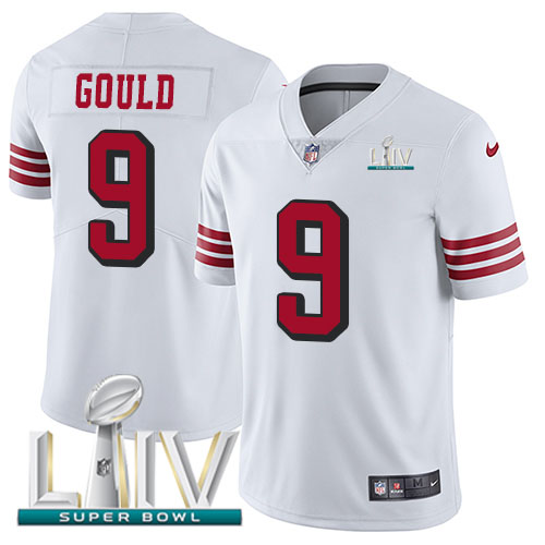 San Francisco 49ers #9 Robbie Gould White Super Bowl LIV 2020 Rush Youth Stitched Vapor Untouchable Limited Jersey Youth