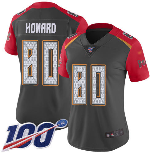 Tampa Bay Buccaneers #80 O. J. Howard Gray Women's Stitched Limited Inverted Legend 100th Season Jersey Womens