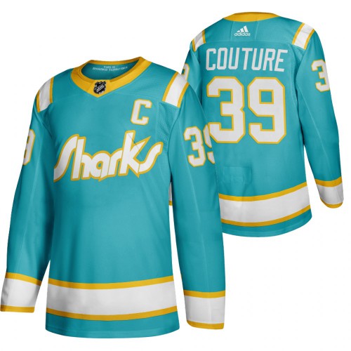 San Jose San Jose Sharks #39 Logan Couture Men's Adidas 2020 Throwback Authentic Player Jersey Teal Men's
