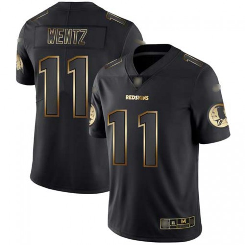 Washington Commanders #11 Carson Wentz Black/Gold Men's Stitched Vapor Untouchable Limited Jersey Men's
