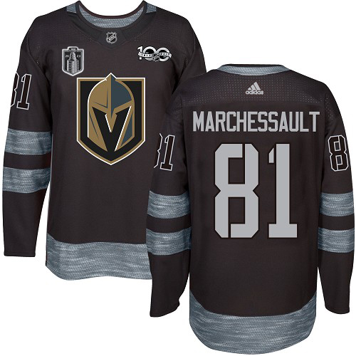 Adidas Golden Knights #81 Jonathan Marchessault Black 2023 Stanley Cup Final Patch 100th Anniversary Stitched Jersey