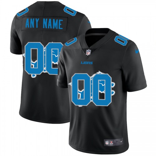 Detroit Lions Custom Men's Team Logo Dual Overlap Limited Jersey Black