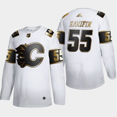 Calgary Calgary Flames #55 Noah Hanifin Men's Adidas White Golden Edition Limited Stitched Jersey Men's