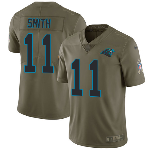Carolina Panthers #11 Torrey Smith Olive Youth Stitched Limited 2017 Salute to Service Jersey Youth