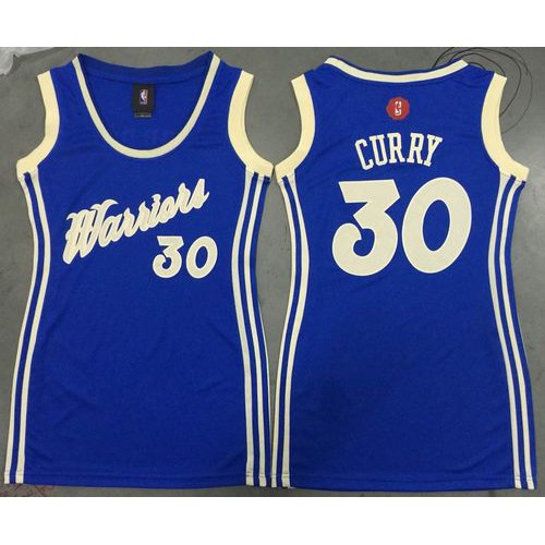 Golden State Warriors #30 Stephen Curry Blue Dress 2015-2016 Christmas Day Womens Stitched Jersey Womens