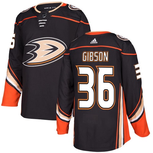 Adidas Anaheim Ducks #36 John Gibson Black Home Authentic Stitched Jersey Men's