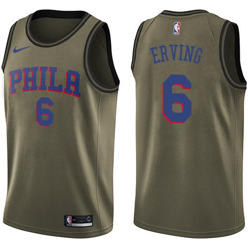 Philadelphia 76ers #6 Julius Erving Green Salute to Service Youth Swingman Jersey Youth