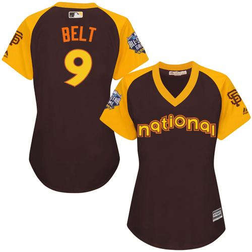 San Francisco Giants #9 Brandon Belt Brown 2016 All-Star National League Women's Stitched Jersey Womens