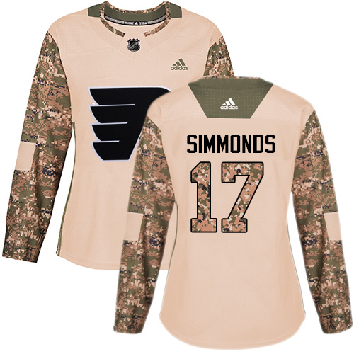 Adidas Philadelphia Flyers #17 Wayne Simmonds Camo Authentic 2017 Veterans Day Women's Stitched Jersey Womens