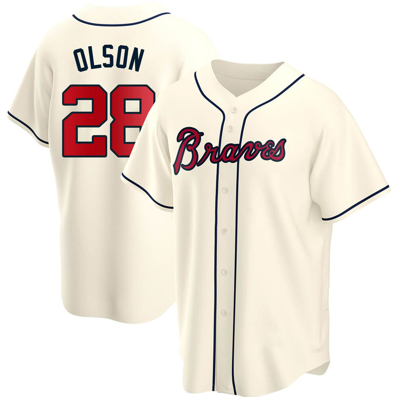 Men's Youth Women's Atlanta Braves #28 Matt Olson Cream Alternate 2020 Jersey