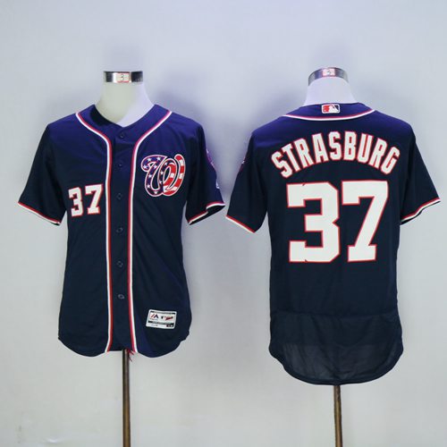 Washington Nationals #37 Stephen Strasburg Navy Blue Flexbase Authentic Collection Stitched Jersey Men's