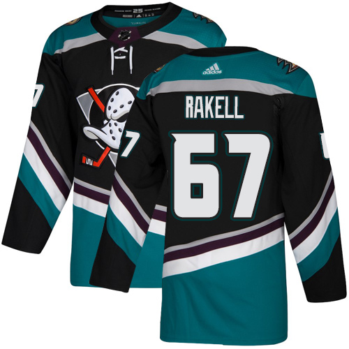 Adidas Anaheim Ducks #67 Rickard Rakell Black/Teal Alternate Authentic Stitched Jersey Men's