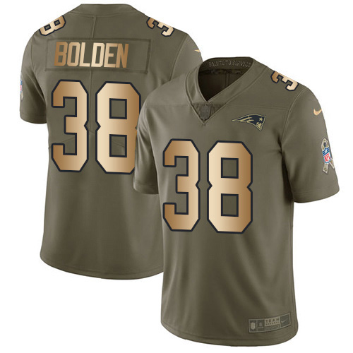 New England Patriots #38 Brandon Bolden Olive/Gold Men's Stitched Limited 2017 Salute To Service Jersey Men's