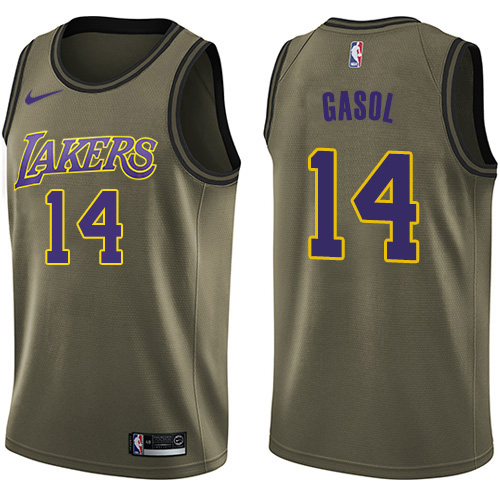 Los Angeles Lakers #14 Marc Gasol Green Swingman Salute to Service Jersey Mens