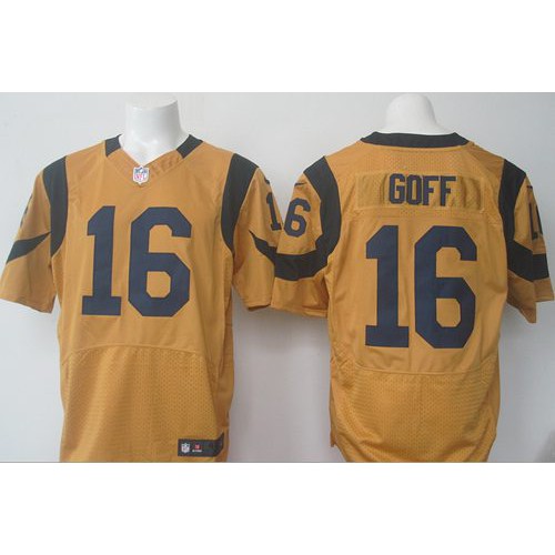 Los Angeles Rams #16 Jared Goff Gold Men's Stitched Elite Rush Jersey Men's