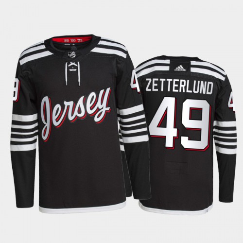 Adidas New Jersey Devils #49 Fabian Zetterlund Men's 2021-22 Alternate Authentic Jersey - Black Men's