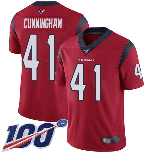 Houston Texans #41 Zach Cunningham Red Alternate Men's Stitched 100th Season Vapor Limited Jersey Men's